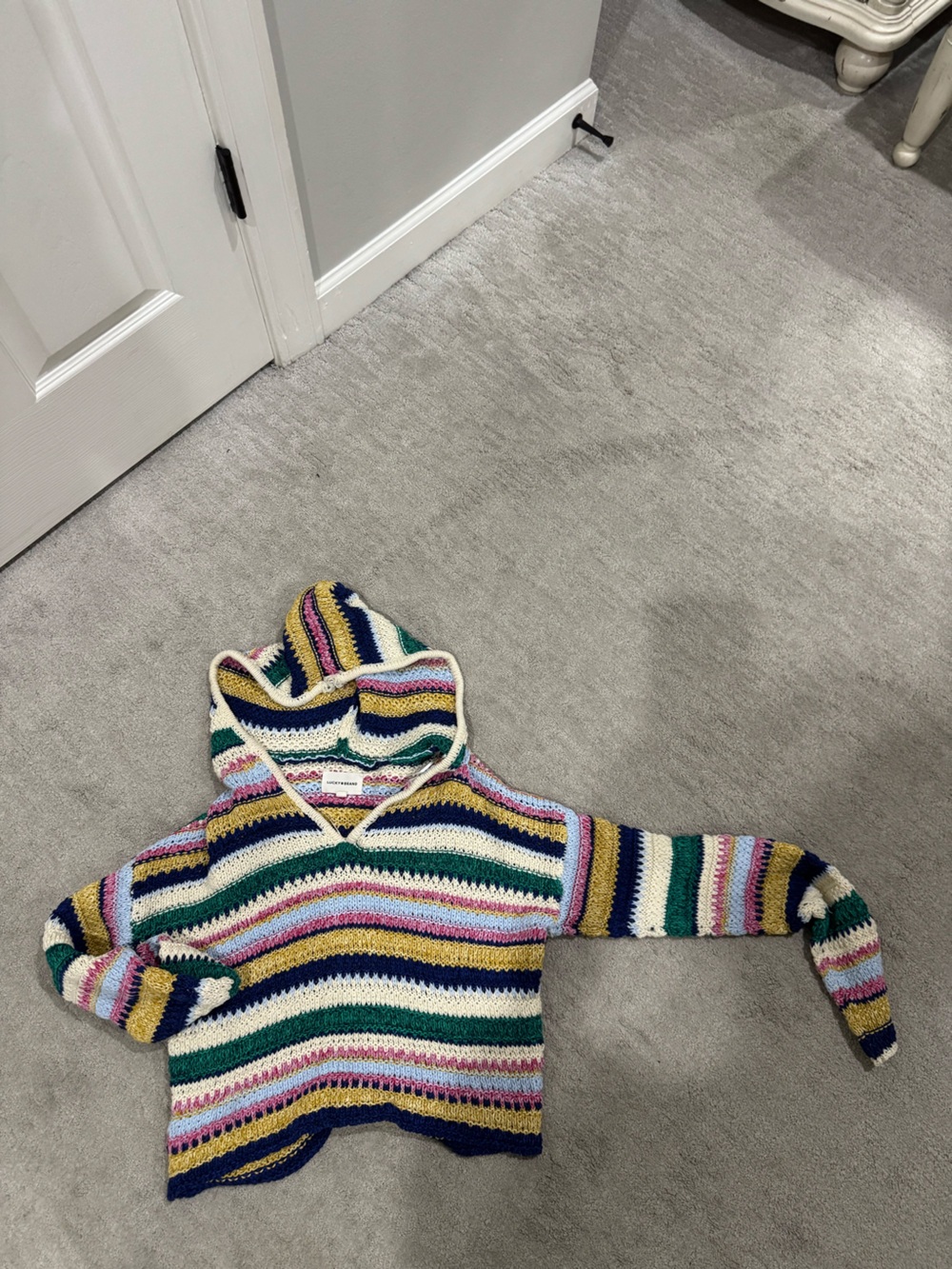Lucky Brand Multicolor Striped Crochet Hoodie